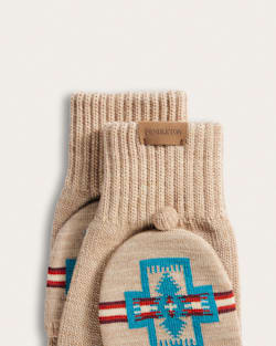 ALTERNATE VIEW OF HARDING MERINO KNIT CONVERTIBLE MITTENS IN BEIGE image number 2