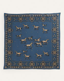 ALTERNATE VIEW OF HERD OF HORSES SILK SCARF IN BLUE image number 2