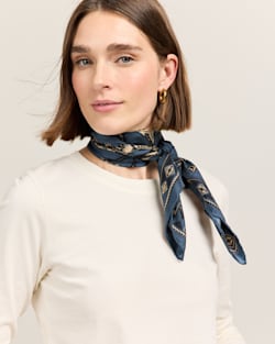 ALTERNATE VIEW OF HERD OF HORSES SILK SCARF IN BLUE image number 4