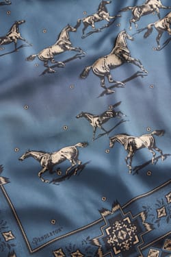 ALTERNATE VIEW OF HERD OF HORSES SILK SCARF IN BLUE image number 5