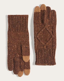 CABLE KNIT TEXTING GLOVES IN TOBACCO DONEGAL image number 1