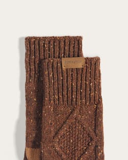 ALTERNATE VIEW OF CABLE KNIT TEXTING GLOVES IN TOBACCO DONEGAL image number 2