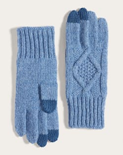 CABLE KNIT TEXTING GLOVES IN DENIM image number 1