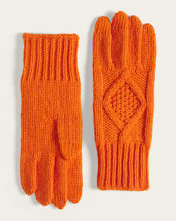 CABLE KNIT TEXTING GLOVES IN SPICE image number 1