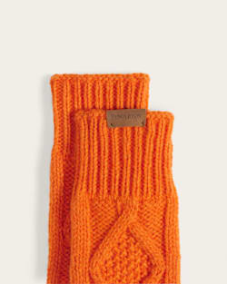 ALTERNATE VIEW OF CABLE KNIT TEXTING GLOVES IN SPICE image number 2