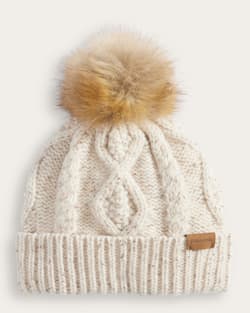 CABLE KNIT BEANIE IN IVORY DONEGAL image number 1