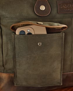 ALTERNATE VIEW OF ODYSSEY WAXED CANVAS MESSENGER BAG IN OLIVE image number 4