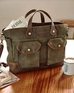 ALTERNATE VIEW OF ODYSSEY WAXED CANVAS MESSENGER BAG IN OLIVE image number 5