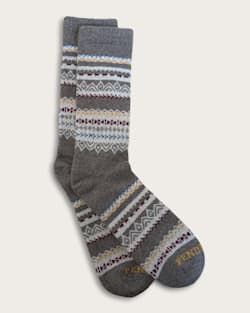 FAIR ISLE CREW SOCKS IN TAN MULTI image number 1