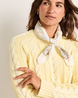 ALTERNATE VIEW OF LAUREL GROVE EMBROIDERED BANDANA IN IVORY image number 3