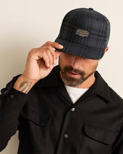 ALTERNATE VIEW OF BOBBY RUIZ X PENDLETON PLAID FLAT BRIM HAT IN BLACK SHADOW PLAID image number 3
