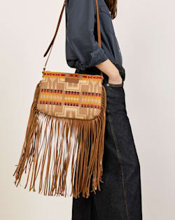 LOOK WEST FRINGED CROSSBODY IN TAN HARDING image number 1