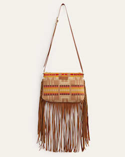 ALTERNATE VIEW OF LOOK WEST FRINGED CROSSBODY IN TAN HARDING image number 2
