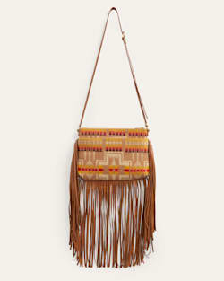 ALTERNATE VIEW OF LOOK WEST FRINGED CROSSBODY IN TAN HARDING image number 3