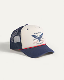EAGLE FIVE PANEL TRUCKER HAT IN NAVY/WHITE image number 1