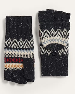ALTERNATE VIEW OF FAIRISLE LAMBSWOOL CONVERTIBLE MITTENS IN BLACK image number 2