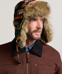 WOOL TRAPPER HAT IN BLACK CHIEF JOSEPH image number 1