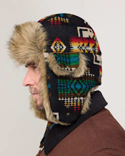 ALTERNATE VIEW OF WOOL TRAPPER HAT IN BLACK CHIEF JOSEPH image number 2