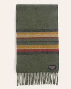 YAKIMA STRIPE WHISPERWOOL MUFFLER IN GREEN HEATHER image number 1