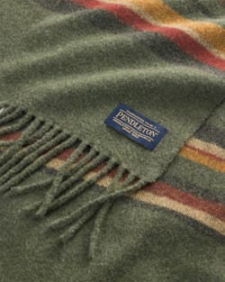 ALTERNATE VIEW OF YAKIMA STRIPE WHISPERWOOL MUFFLER IN GREEN HEATHER image number 2