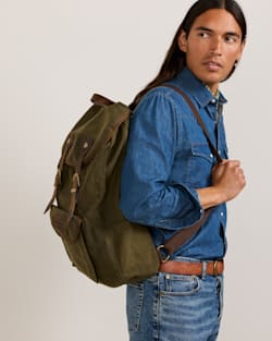 ALTERNATE VIEW OF ODYSSEY WAXED CANVAS BACKPACK IN OLIVE image number 2