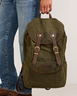 ALTERNATE VIEW OF ODYSSEY WAXED CANVAS BACKPACK IN OLIVE image number 3