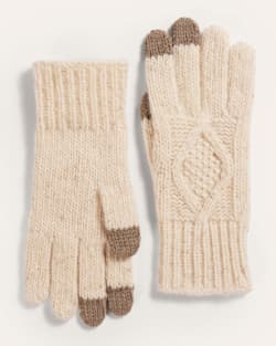 ALTERNATE VIEW OF CABLE KNIT TEXTING GLOVES IN IVORY DONEGAL image number 2