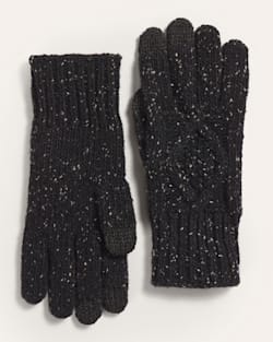 ALTERNATE VIEW OF CABLE KNIT TEXTING GLOVES IN BLACK DONEGAL image number 2