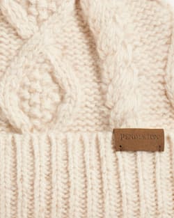 ALTERNATE VIEW OF CABLE KNIT POM BEANIE IN IVORY DONEGAL image number 2