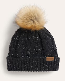 CABLE KNIT POM BEANIE IN BLACK DONEGAL image number 1