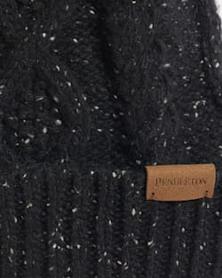 ALTERNATE VIEW OF CABLE KNIT POM BEANIE IN BLACK DONEGAL image number 2