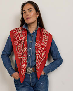 ALTERNATE VIEW OF RODEO SPIRIT SILK SCARF IN RED image number 4