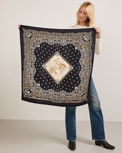 ALTERNATE VIEW OF RODEO SPIRIT SILK SCARF IN BLACK image number 4