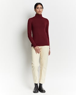 LONG-SLEEVE TURTLENECK JERSEY TEE IN CABERNET image number 1