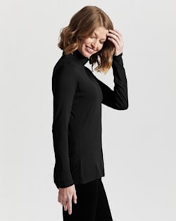 ALTERNATE VIEW OF WOMEN'S LONG-SLEEVE TURTLENECK JERSEY TEE IN BLACK image number 2