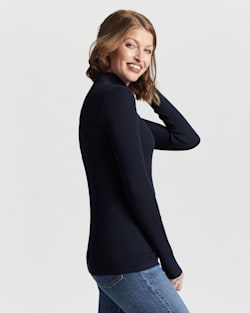 ALTERNATE VIEW OF WOMEN'S RIB MOCK NECK PULLOVER IN MIDNIGHT NAVY image number 2