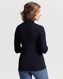 ALTERNATE VIEW OF WOMEN'S RIB MOCK NECK PULLOVER IN MIDNIGHT NAVY image number 3