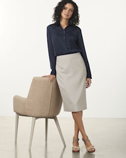 SEASONLESS WOOL PENCIL SKIRT IN SANDSTONE image number 3