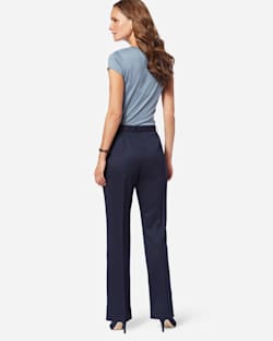 BACK VIEW OF SEASONLESS WOOL TRUE FIT TROUSERS IN MIDNIGHT NAVY image number 2