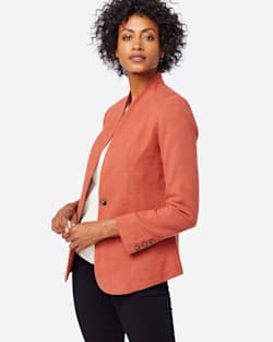 WOMEN'S COLLARLESS ONE BUTTON BLAZER IN TERRA COTTA image number 1