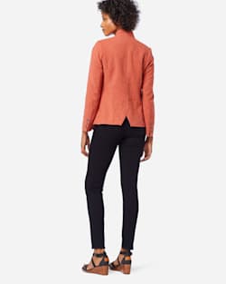 ALTERNATE VIEW OF WOMEN'S COLLARLESS ONE BUTTON BLAZER IN TERRA COTTA image number 3