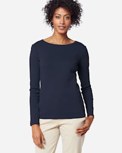 WOMEN'S LONG-SLEEVE COTTON RIBBED TEE image number 1