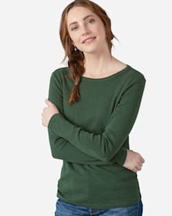 WOMEN'S LONG-SLEEVE COTTON RIBBED TEE image number 1