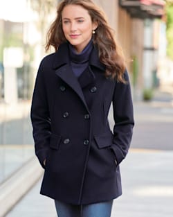Women's wool pea coat with hood online