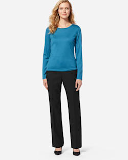 WORSTED WOOL FLANNEL TRUE FIT TROUSERS IN BLACK image number 1