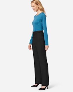 ADDITIONAL VIEW OF WORSTED WOOL FLANNEL TRUE FIT TROUSERS IN BLACK image number 2