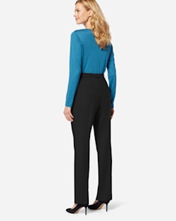 ADDITIONAL VIEW OF WORSTED WOOL FLANNEL TRUE FIT TROUSERS IN BLACK image number 3