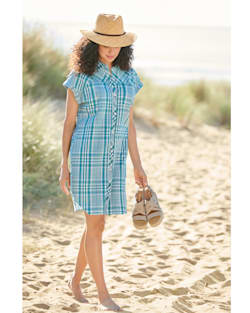 ADDITIONAL VIEW OF SUNNYSIDE TWO POCKET SHIRT DRESS IN TEAL image number 4