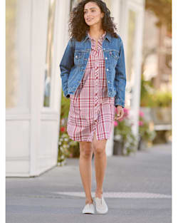 ADDITIONAL VIEW OF SUNNYSIDE TWO POCKET SHIRT DRESS IN RED ROCK image number 4