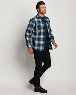 ALTERNATE VIEW OF MEN'S PLAID BOARD SHIRT IN BLUE/WHITE/BLACK OMBRE image number 6